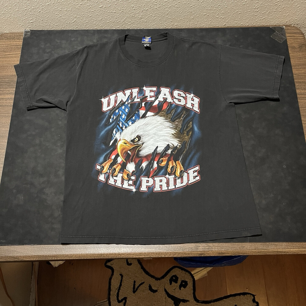 Screaming Eagle Biker Shirt Vintage Harley USA Flag Unleash The Beast 90s Indian